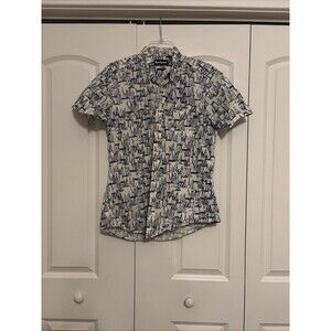 Barbour Men's White & Navy Boat Print Tailored Fit Shirt Size Small